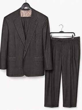 Kiton 14 Micron Super 180s Wool 2pc Suit Bergdorf Goodman Plaid Italy 48R